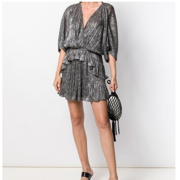 IRO Spina Metallic Ruffle Silver Dress - Picture 4 of 12